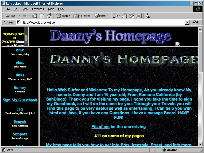 Not one of my websites, but they sure looked like this — only if your browser had FRAMES, of course